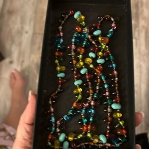 Long colorful beaded necklace